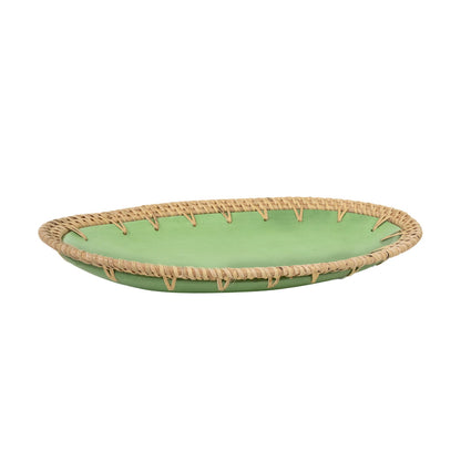 Romimex Natural Orange Ceramic Rattan Centerpiece 20 x 7 x 35 cm