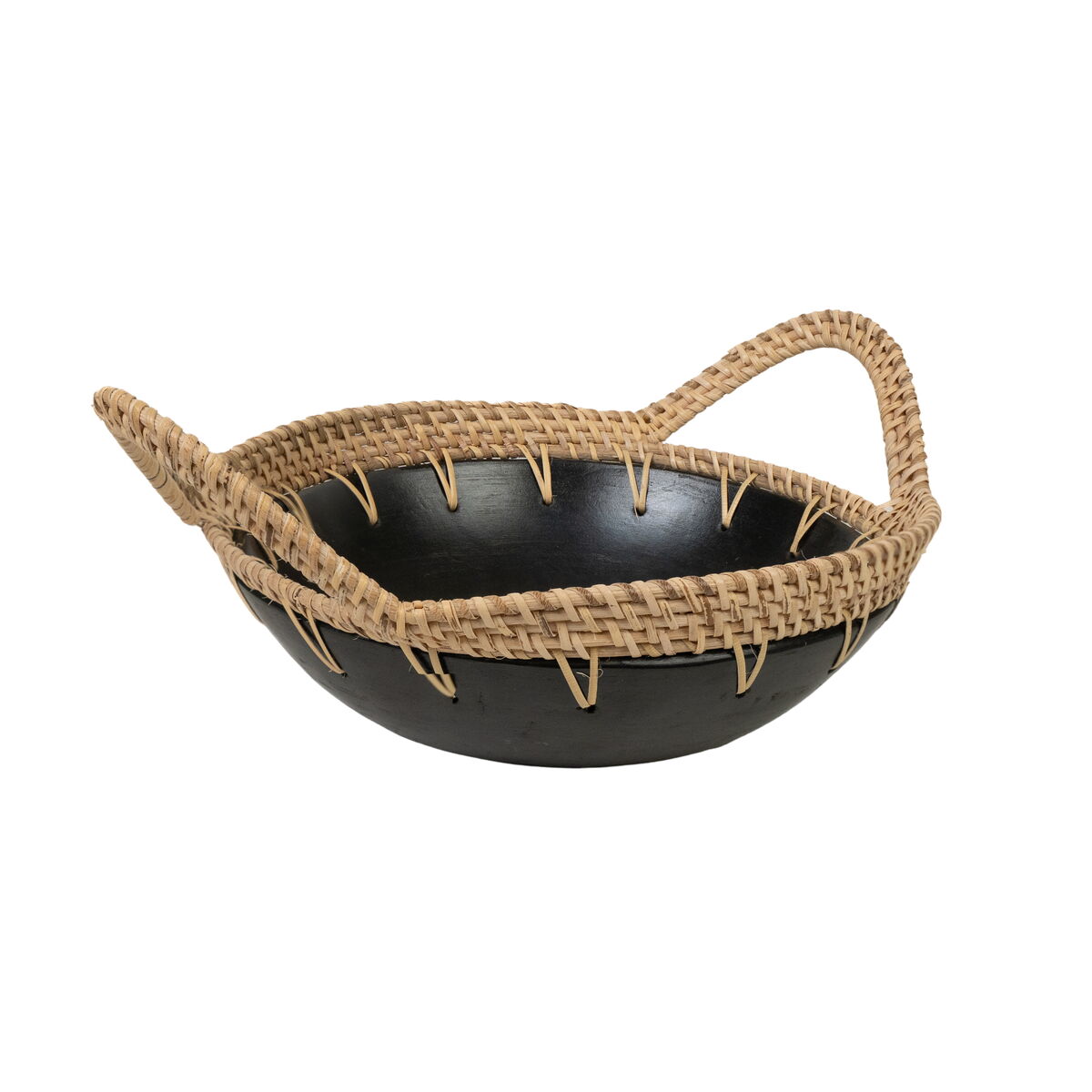 Romimex Black Natural Ceramic Rattan Centerpiece 25 x 10 x 30 cm 30 x 10 x 25 cm