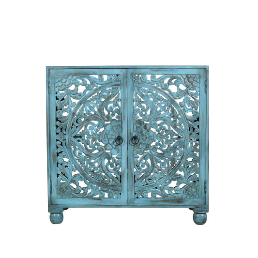 Romimex Blue Mango Wood Sideboard 90 x 90 x 40 cm