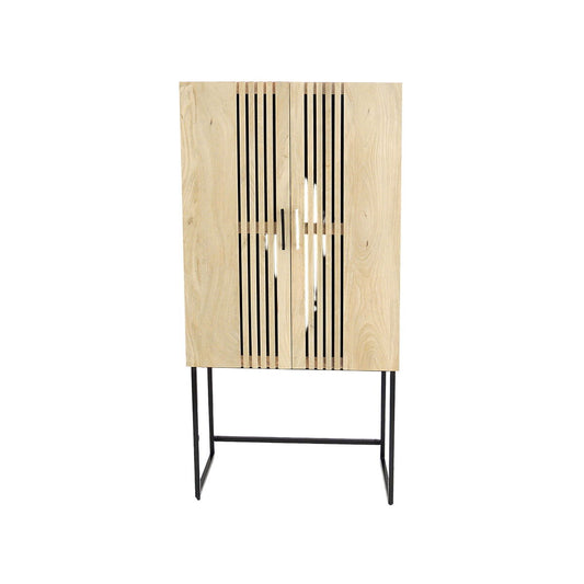 Romimex Natural Metal Mango Wood Cabinet 80 x 161 x 43 cm