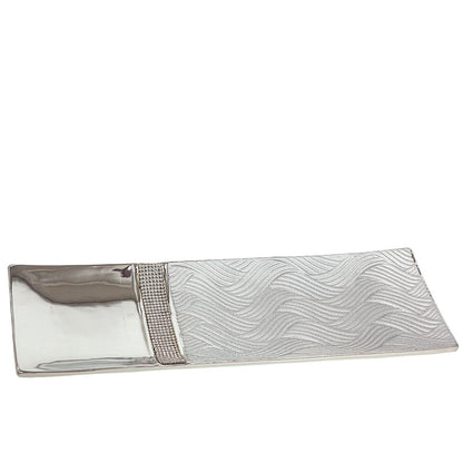 Romimex Silver Ceramic Centerpiece 39 x 3 x 14 cm