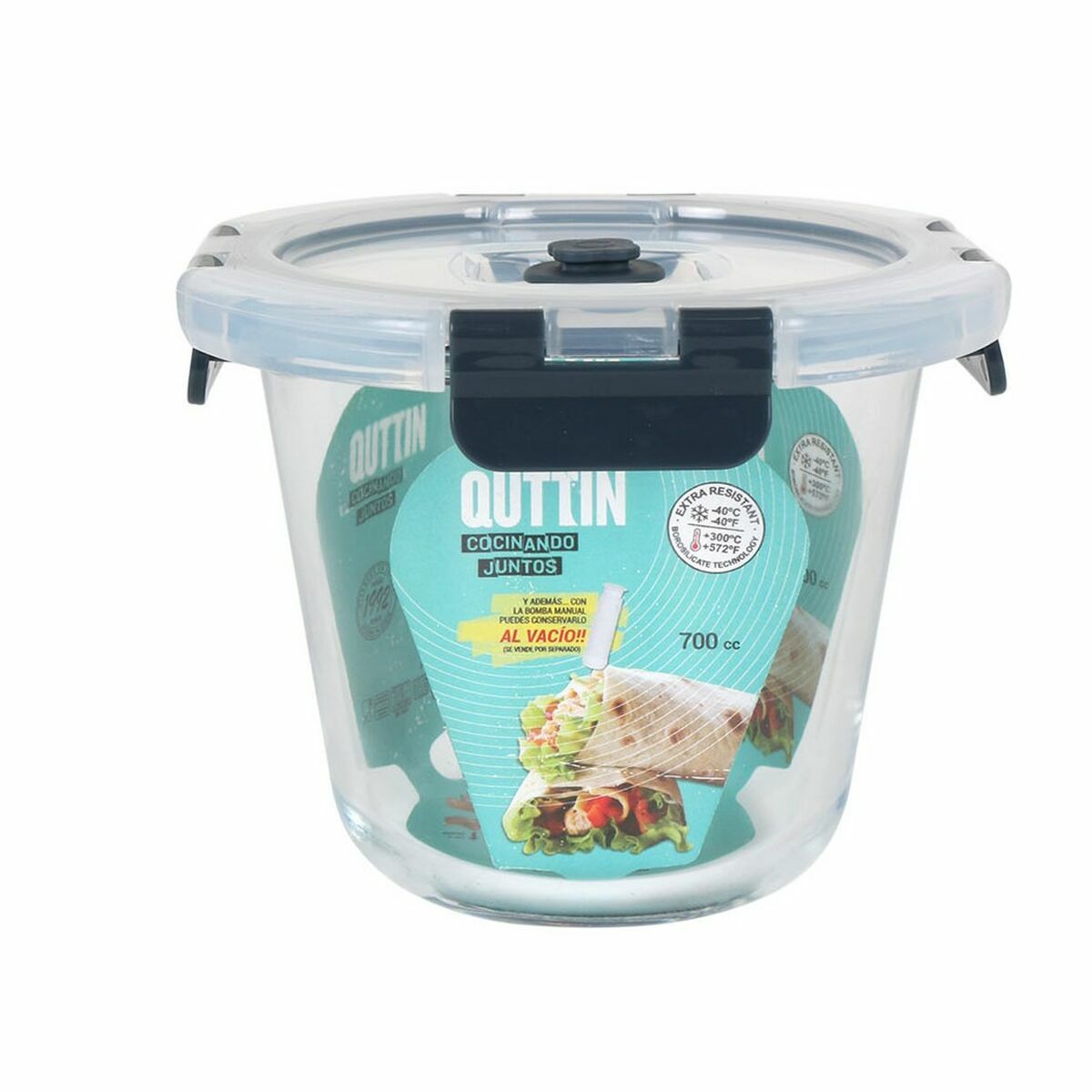 Quttin Hermetic Lunch Box Vacuum Valve 700 ml 14 x 14 x 11 cm (6 Units)