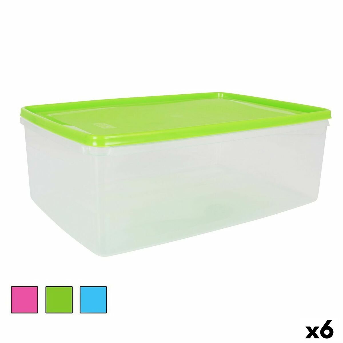 Rectangular Lunch Box with Rectangular Lid 8 L 36 x 24.5 x 13 cm (6 Units)