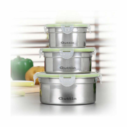 Quttin Hermetic Round Lunch Box 300 ml Stainless Steel (12 Units)