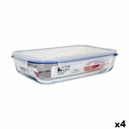 Quttin Rectangular Hermetic Lunch Box 3.7 L 36 x 24.8 x 8.1 cm (4 Units)