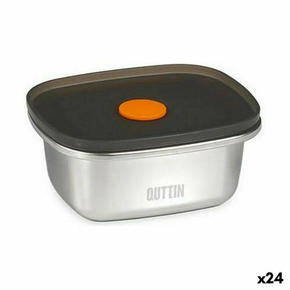 Quttin Hermetic Lunch Box Stainless Steel Rectangular 250 ml (24 Units)