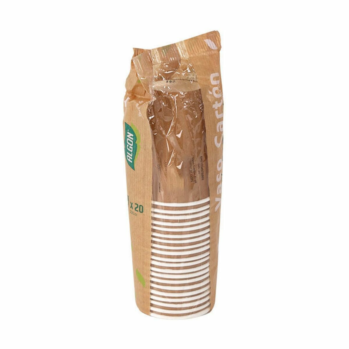 Set de Vasos Algon Desechables Cartón papel kraft 20 Piezas 220 ml (20 Unidades)