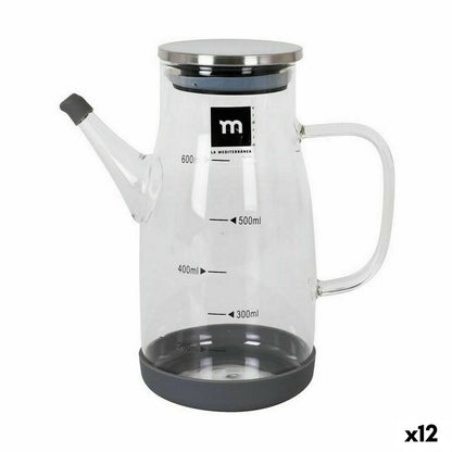 La Mediterránea Stainless Steel Oil Can Borosilicate Glass 600 ml (12 Units)