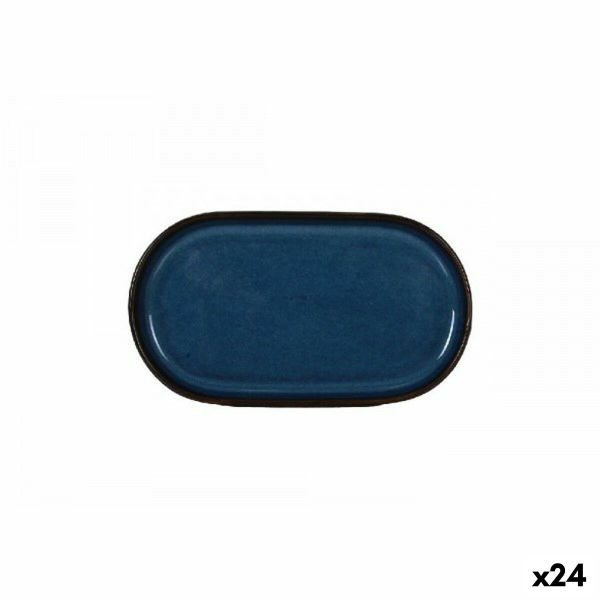 Bandeja de Aperitivos La Mediterránea Chester Azul Ovalado 13 x 8 x 4 cm (24 Unidades)