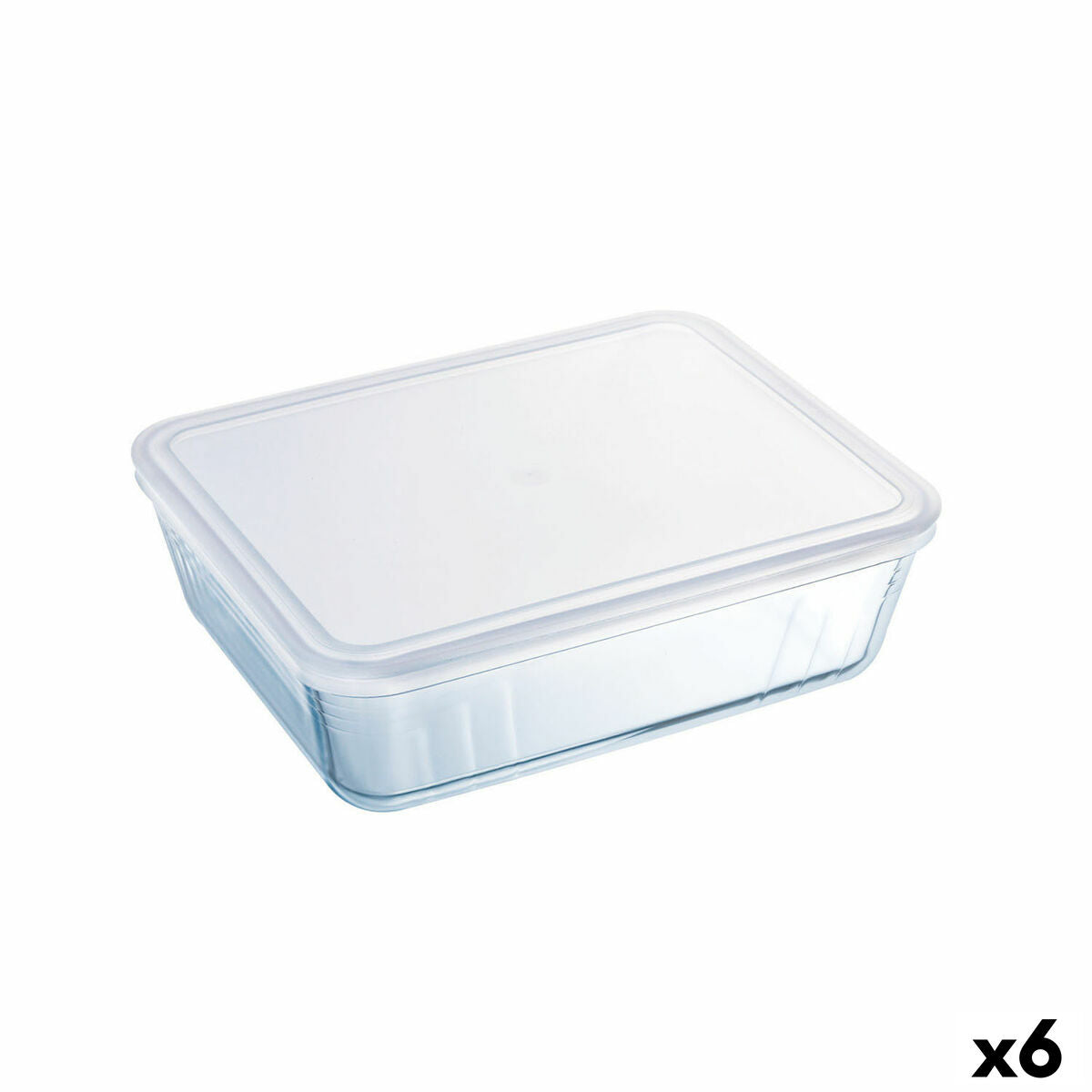 Pyrex Cook &amp; Freeze Rectangular Lunch Box with Lid 25 x 20 cm Transparent Silicone Glass 2.6 L (6 Units)