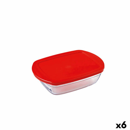 Rectangular Lunch Box with Lid Ô Cuisine Cook &amp; Store Red 1.1 L 23 x 15 x 6.5 cm Silicone Glass (6 Units)