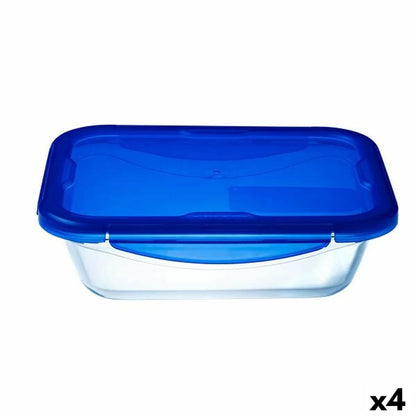 Pyrex Cook&amp;go Airtight Lunch Box 30 x 23 cm 3.3 L Rectangular Blue Glass (4 Units)