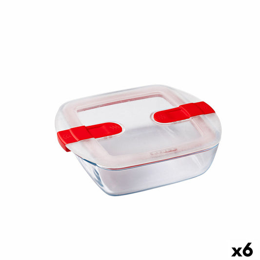 Pyrex Cook&amp;heat Hermetic Lunch Box 1 L 20 x 17 x 6 cm Red Glass (6 Units)