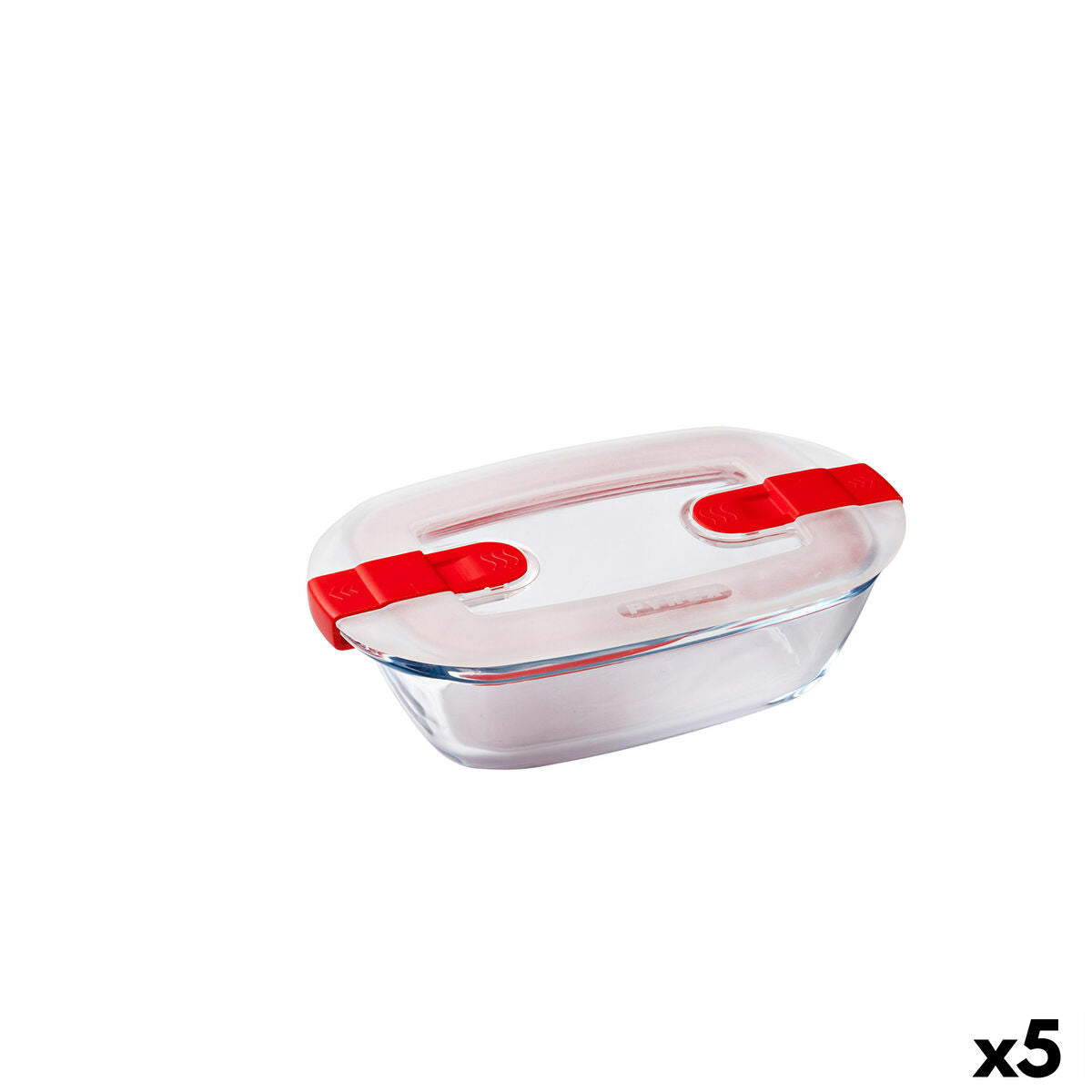 Pyrex Cook &amp; Heat Rectangular Airtight Lunch Box 400 ml 17 x 10 x 5 cm Transparent Glass (5 Units)