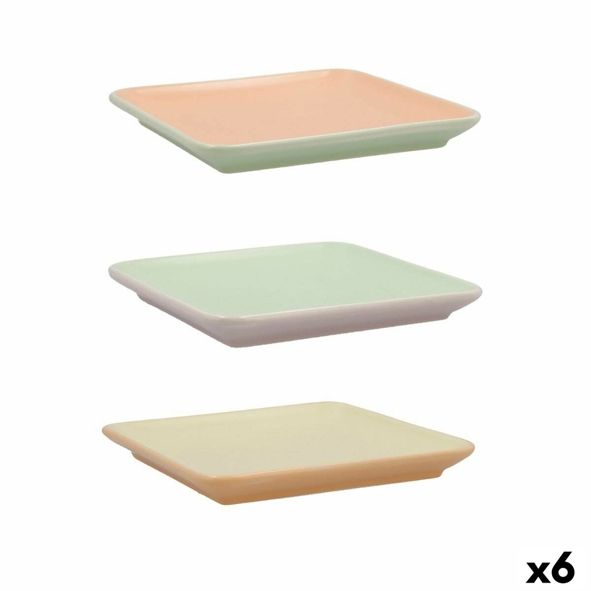 Quid Vitamin Bicolor Ceramic Snack Tray 15 x 15 cm (6 Units)