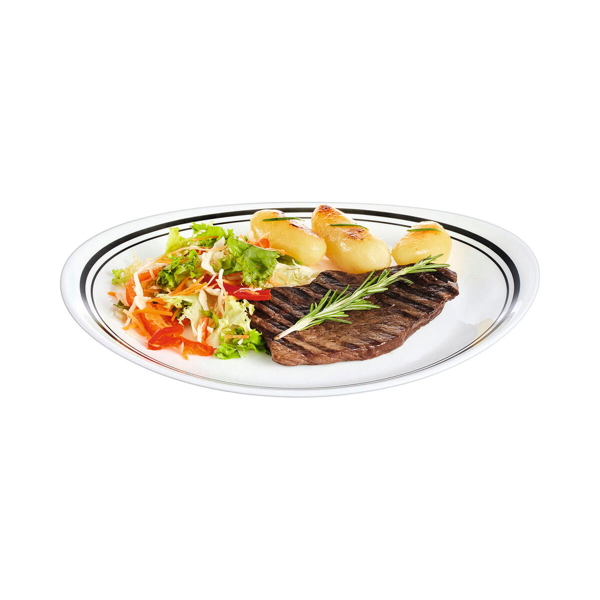 Plato Llano Luminarc Friends Time Bistr Blanco/Negro Vidrio Ø 30 cm Carne (12 Unidades)