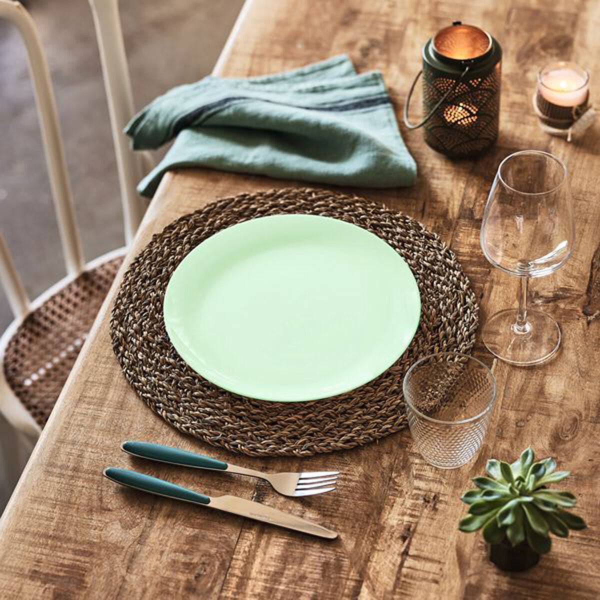 Luminarc Diwali Paradise Green Glass Dinner Plate 25 cm (24 Units)