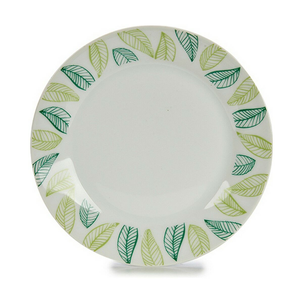 Dessert Plate Leaves White Green Ø 19 cm Porcelain (10 Units)