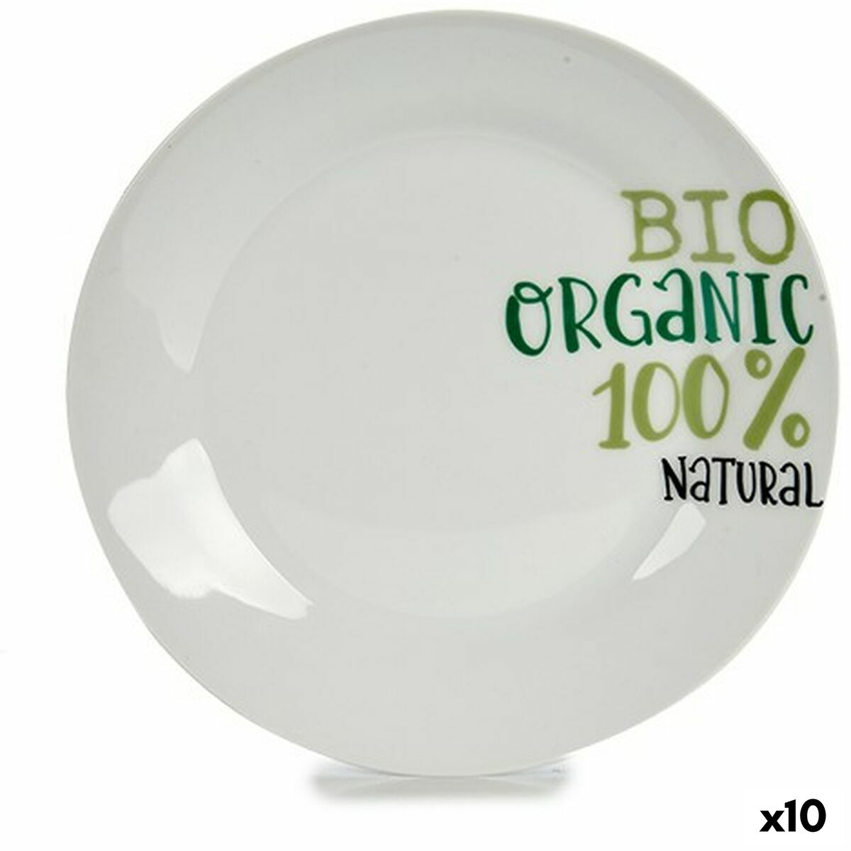 Organic Porcelain Dessert Plate 19 x 2 x 19 cm (10 Units)