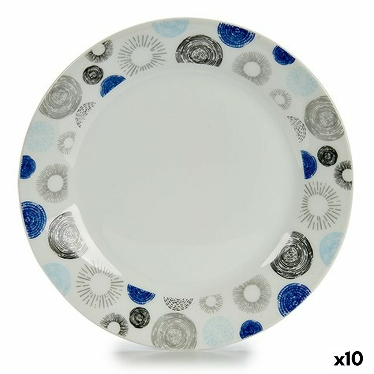 Porcelain Circle Dessert Plate 19 x 2 x 19 cm (10 Units)