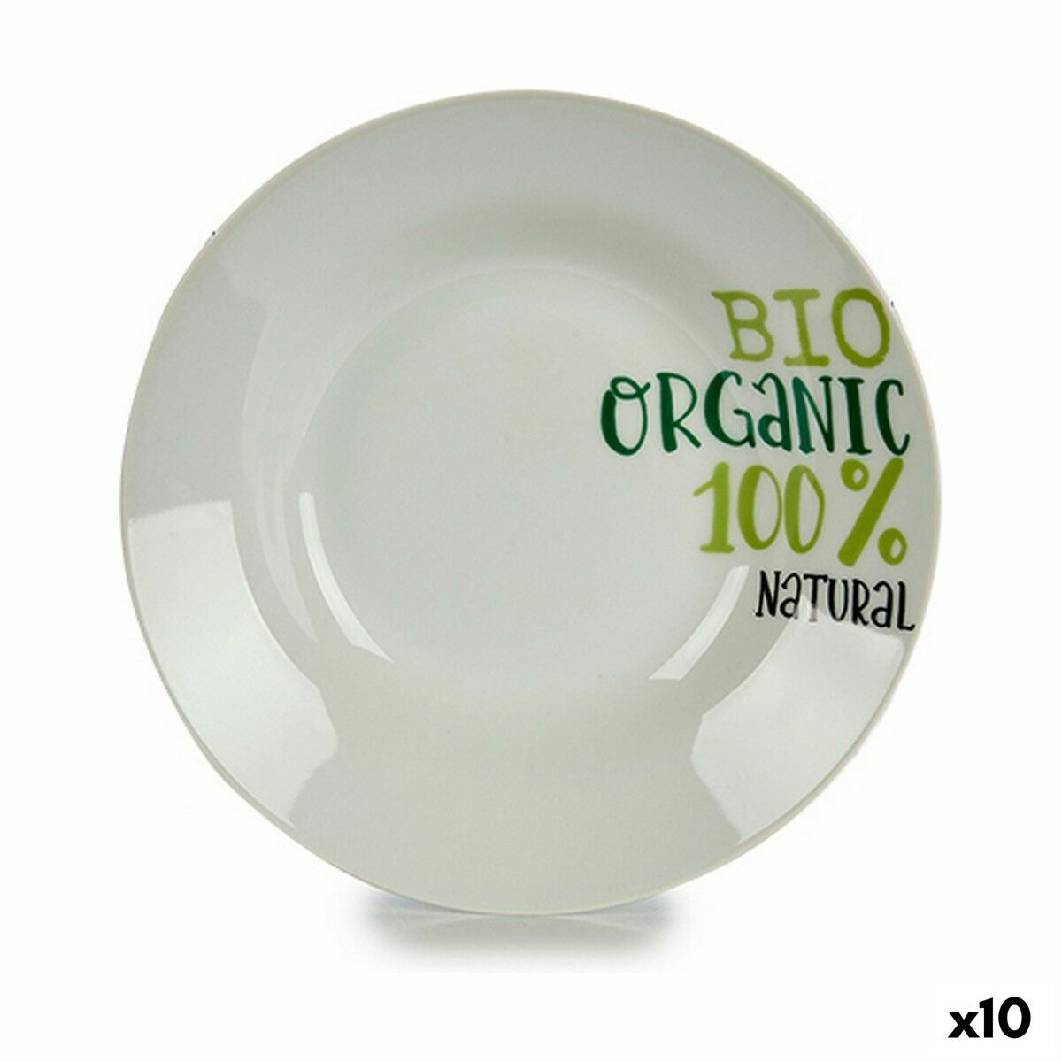 Organic White Green Deep Plate Ø 20.6 cm Porcelain (10 Units)