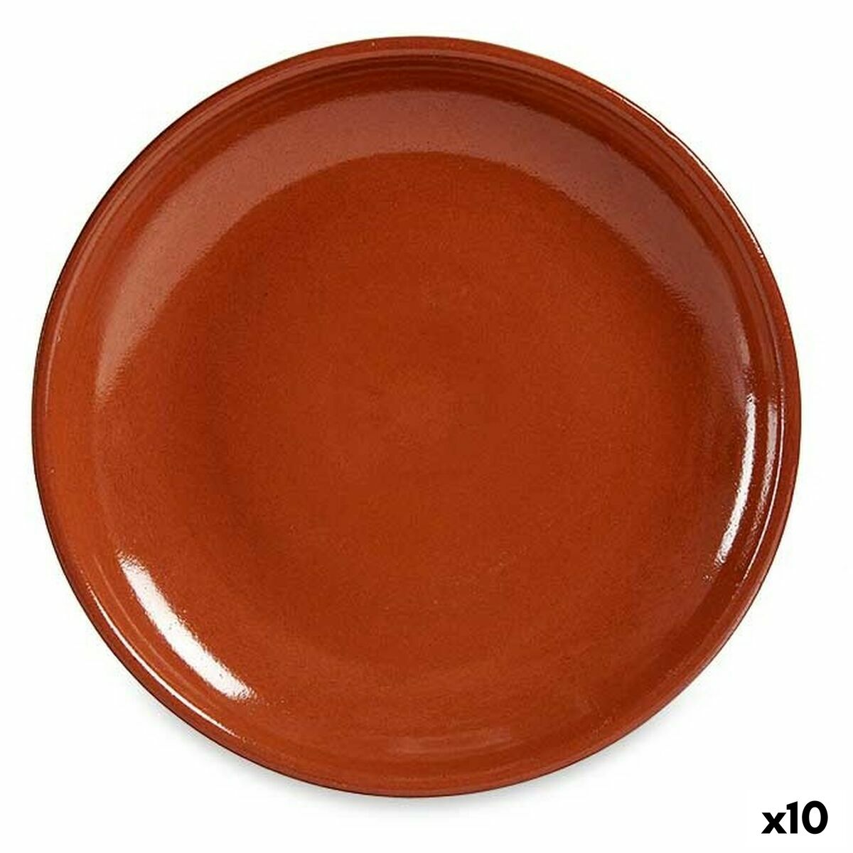 Flat Plate Baked Clay 23 x 2 x 23 cm Meat (10 Units)