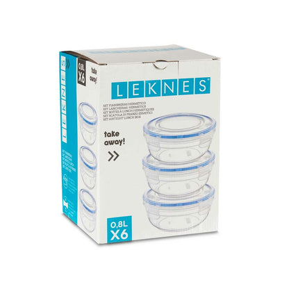 Set de Fiambreras Hermético Azul Transparente Plástico 800 ml 15,5 x 7,5 x 15,5 cm (8 Unidades)