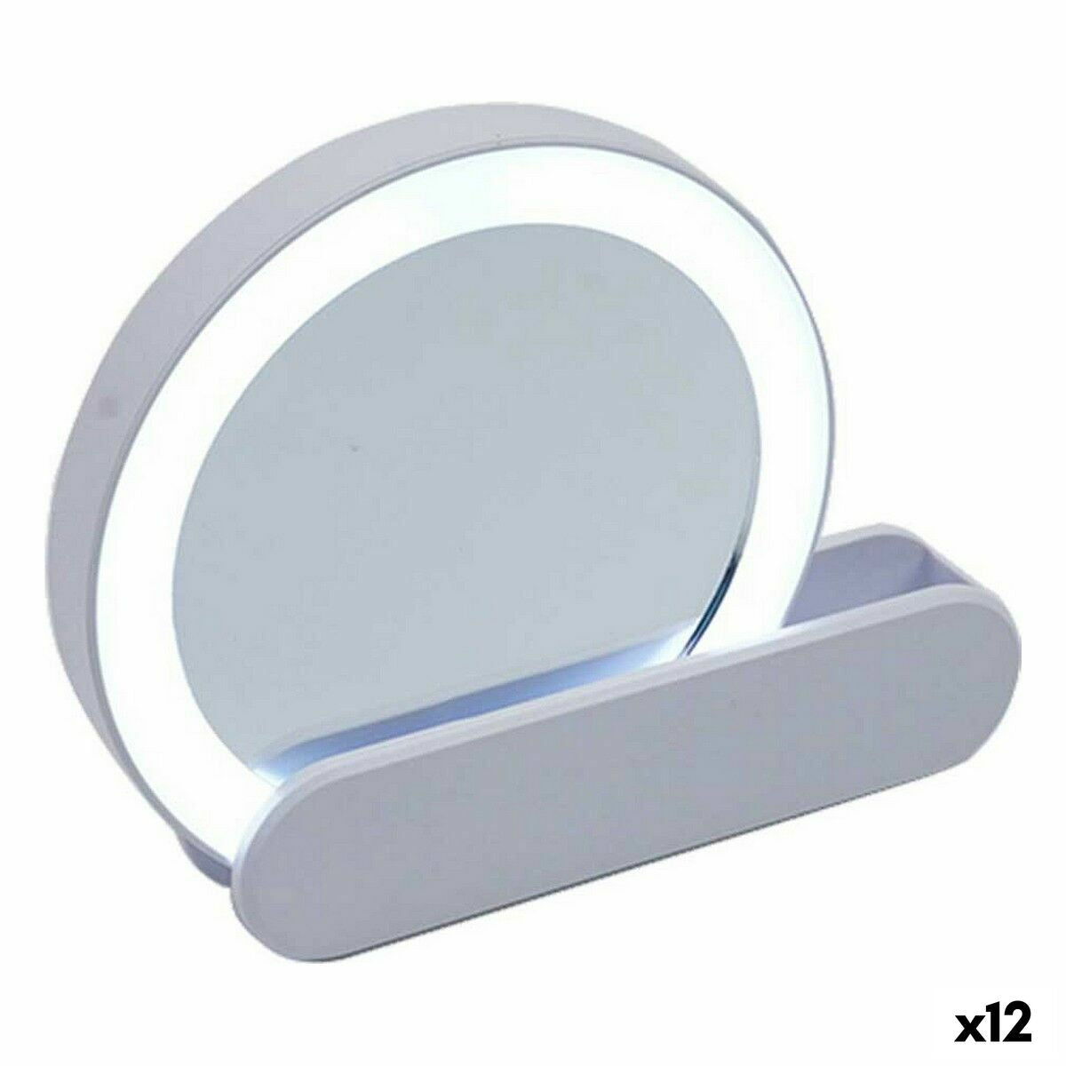 LED Light Mirror 9 x 2 x 10 cm White ABS (12 Units)