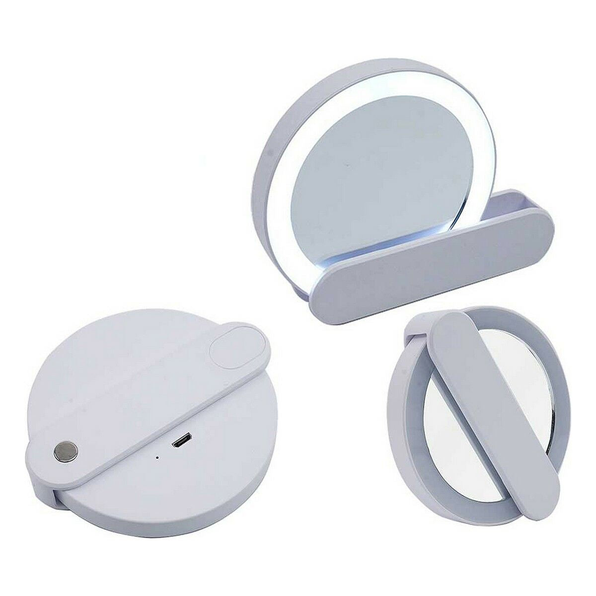 LED Light Mirror 9 x 2 x 10 cm White ABS (12 Units)