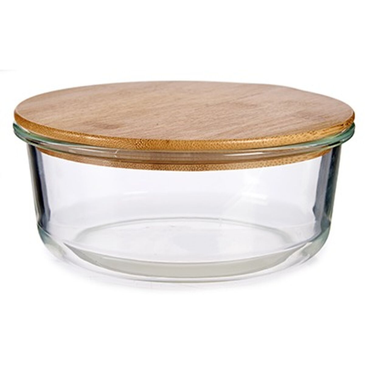 Round Lunch Box with Bamboo Lid 17 x 7 x 17 cm (12 Units)