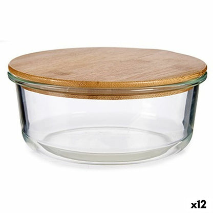 Round Lunch Box with Bamboo Lid 17 x 7 x 17 cm (12 Units)