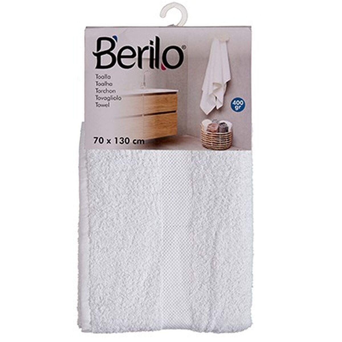 Toalla de baño Blanco 70 x 130 cm (3 Unidades)