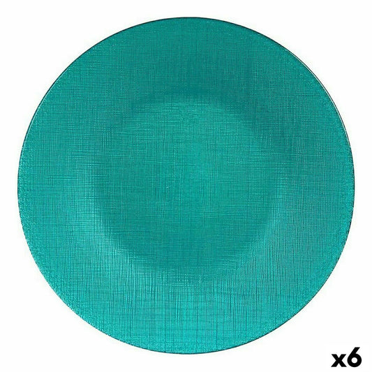 Turquoise Flat Glass Plate 27.5 x 2 x 27.5 cm (6 Units)