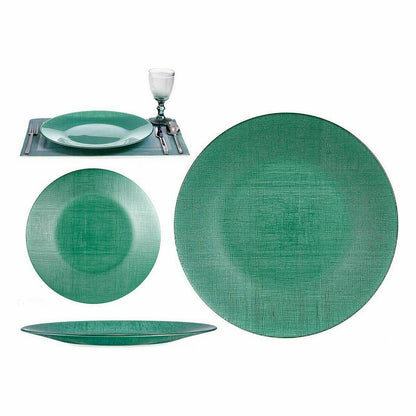 Green Glass Flat Plate 32.5 x 2.5 x 32.5 cm (6 Units)