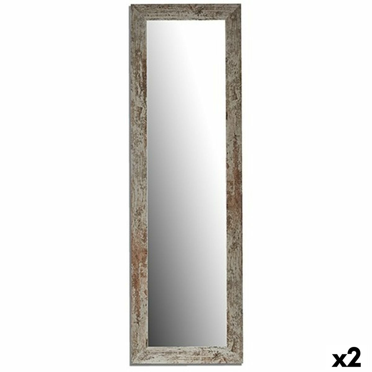 Harry White Wood Glass Wall Mirror 40.5 x 130.5 x 1.5 cm (2 Units)