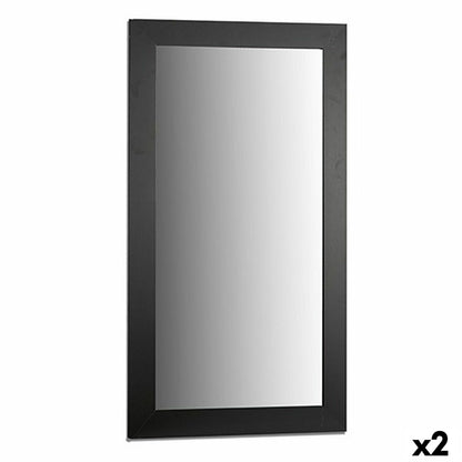 Wall Mirror Black Wood Glass 64.5 x 84.5 x 1.5 cm (2 Units)