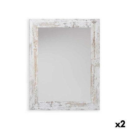 Harry White Wood Glass Wall Mirror 64.5 x 84.5 x 1.5 cm (2 Units)