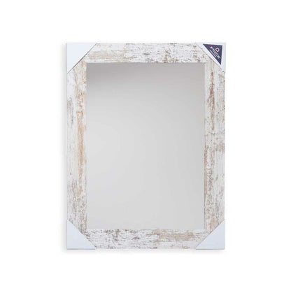 Harry White Wood Glass Wall Mirror 64.5 x 84.5 x 1.5 cm (2 Units)