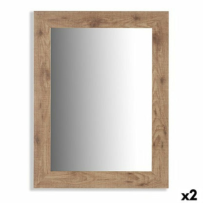 Wall Mirror Brown Wood Glass 66 x 85 x 2 cm (2 Units)