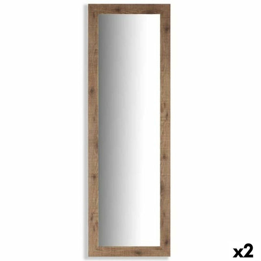 Wall Mirror Brown Wood Glass 40.5 x 130.5 x 1.5 cm (2 Units)