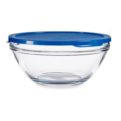 Chefs Blue Round Lunch Box with Lid 2.5 L 23.7 x 10.1 x 23.7 cm (4 Units)