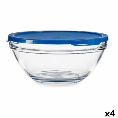 Chefs Blue Round Lunch Box with Lid 2.5 L 23.7 x 10.1 x 23.7 cm (4 Units)