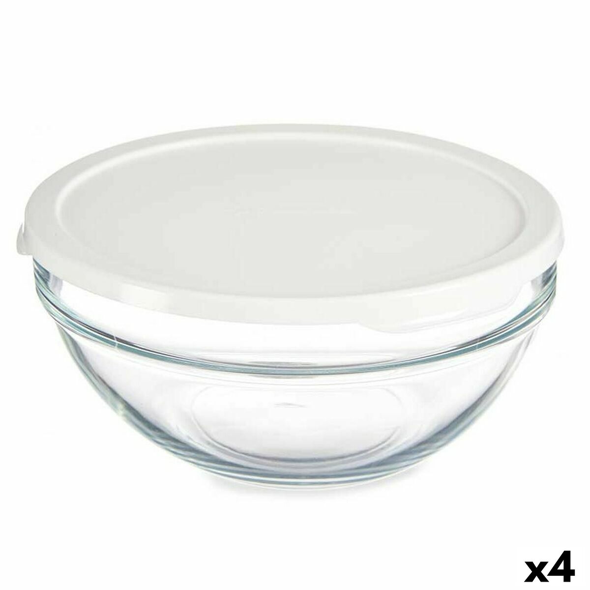 Chefs Round Lunch Box with Lid White 1.7 L 21 x 9 x 21 cm (4 Units)