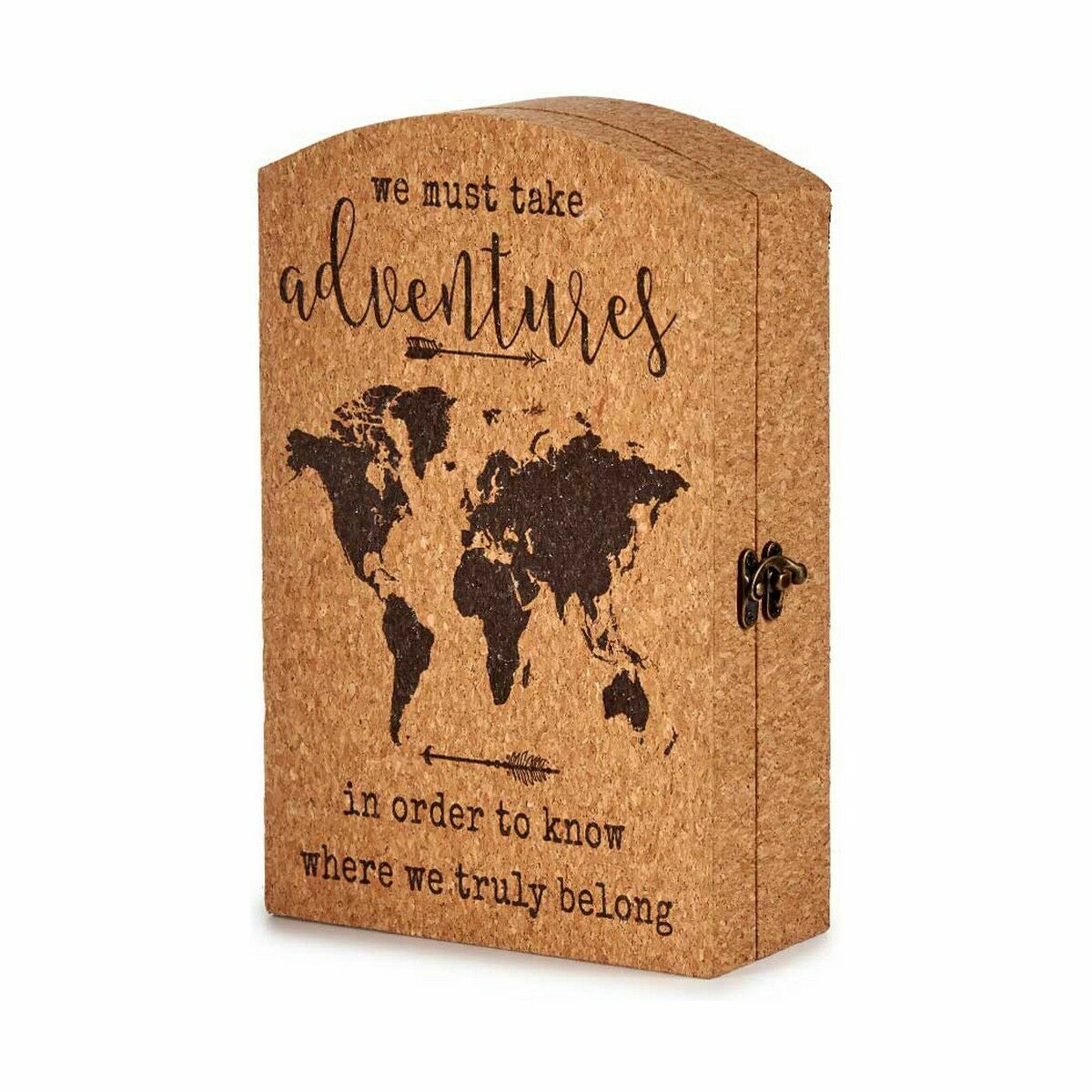 Key Cabinet World Map Brown Cork MDF Wood 20 x 7.5 x 29 cm (6 Units)