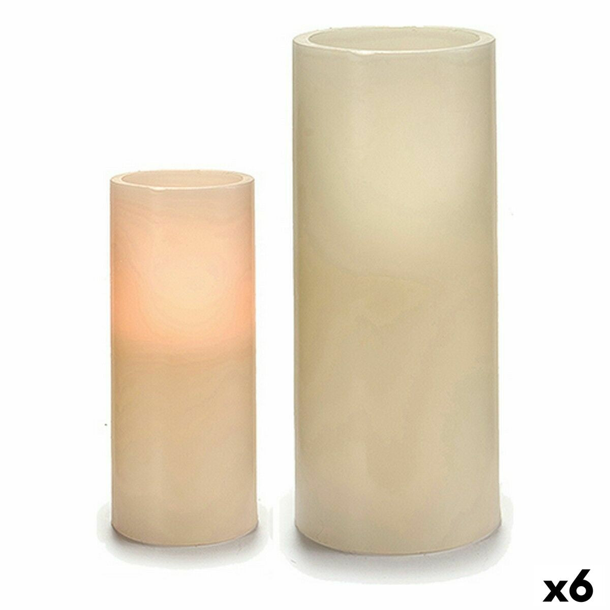 Cream LED Candle 7.5 x 17.3 x 7.5 cm (6 Units)