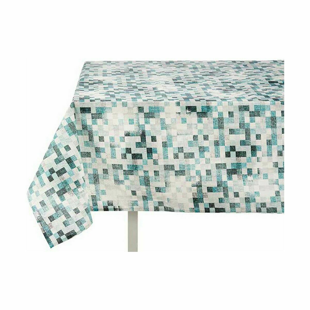 Stain-resistant canvas tablecloth, checkered, 140 x 180 cm, turquoise (6 units)