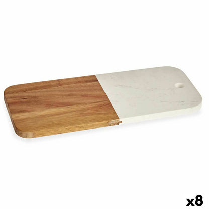 Tabla de cortar Blanco Mármol Madera de acacia 18 x 1,5 x 38 cm (8 Unidades)