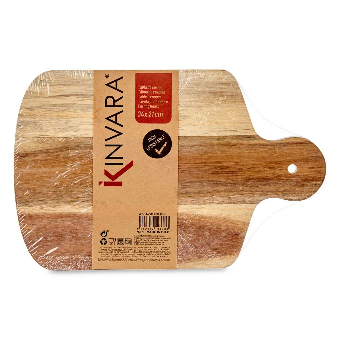 White Acacia Wood Chopping Board 21.5 x 1.5 x 33.5 cm (12 Units)