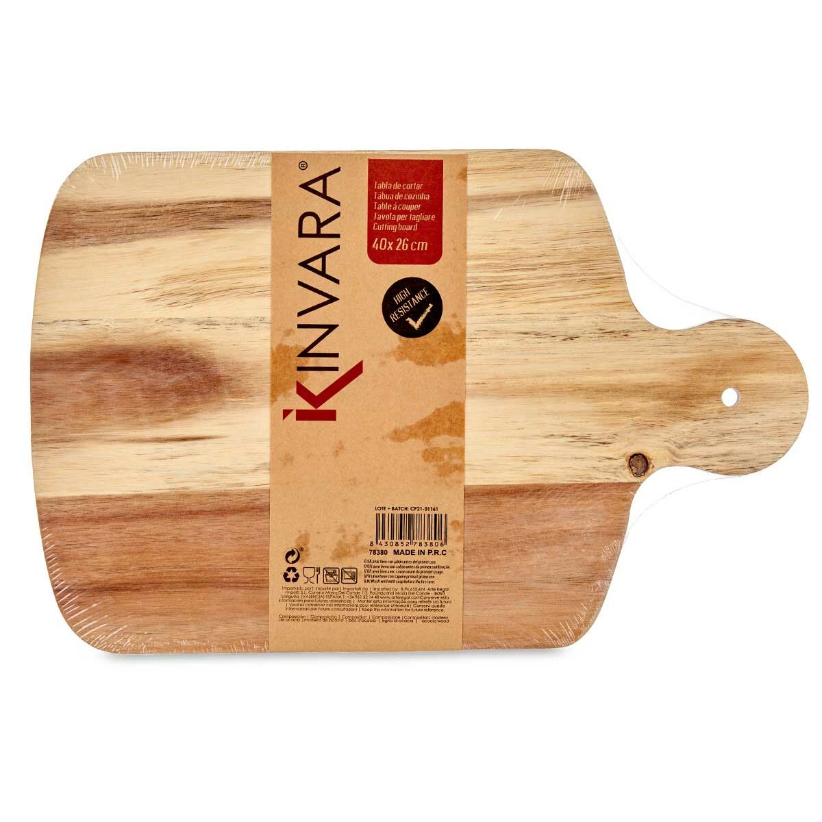 White Acacia Wood Cutting Board 25.7 x 1.5 x 40 cm (12 Pack)