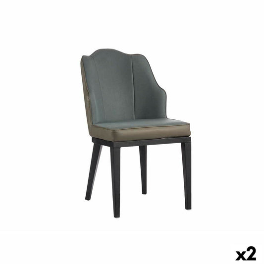 Sillón Concha Azul Negro Gris Acero 48 x 88 x 60 cm (2 Unidades)